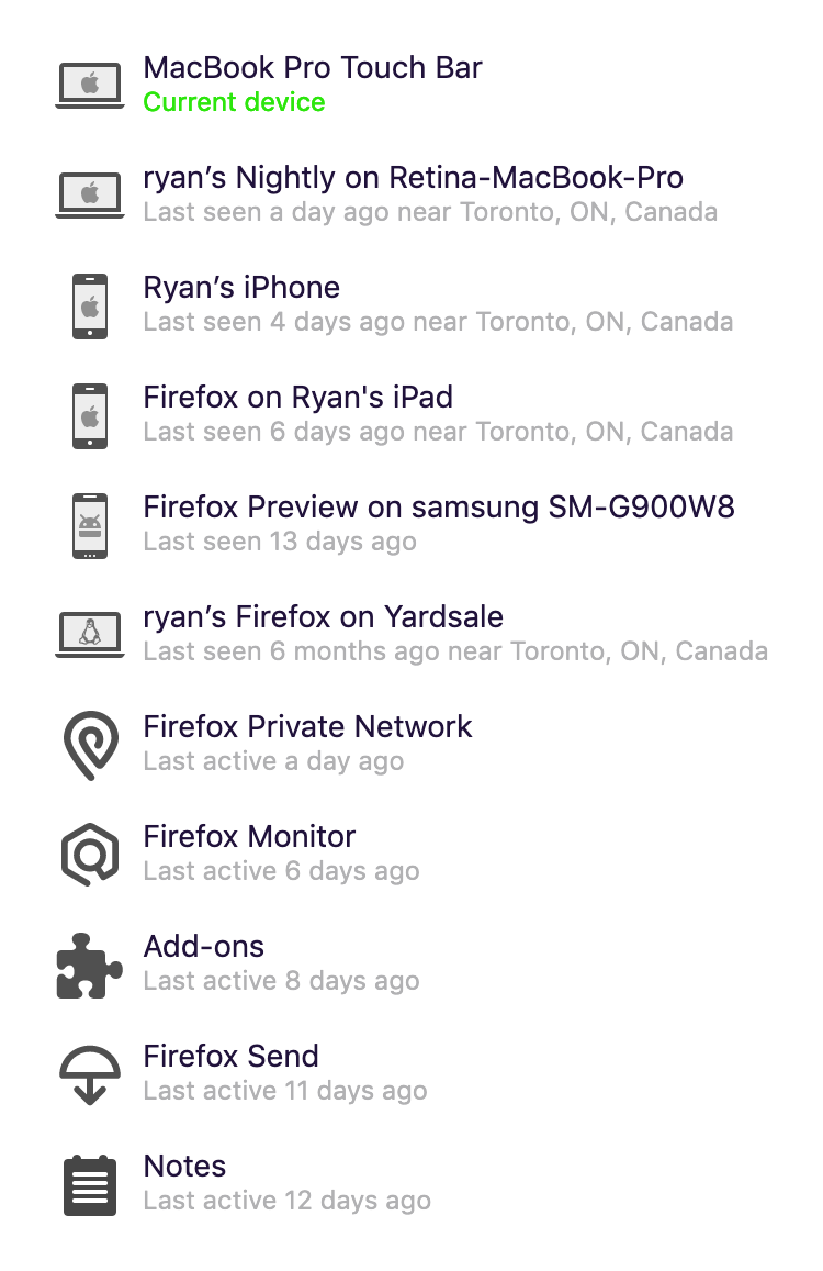 Many of the devices and services that connected to the account system