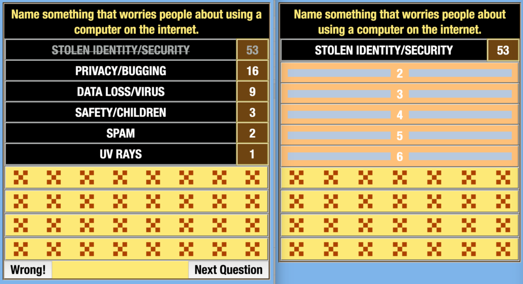 Host controller (left) and gameshow view (right)