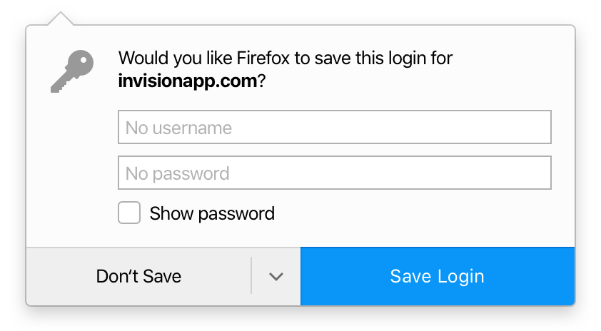 Early design of the dialog in Firefox