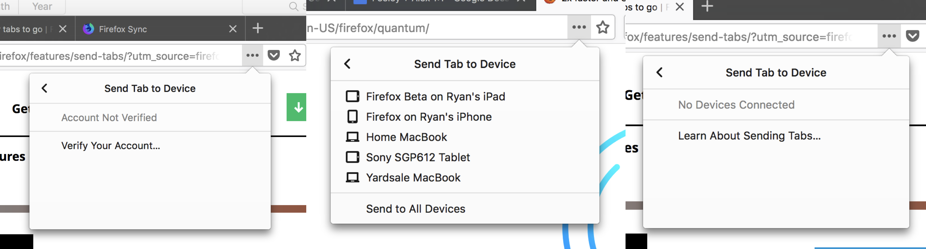 The various states of the feature